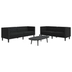 2 Piece Chesterfield Sofa Set Black Faux Leather