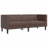 2 Piece Chesterfield Sofa Set Brown Faux Leather - Top-Down View