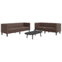 2 Piece Chesterfield Sofa Set Brown Faux Leather