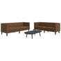 2 Piece Chesterfield Sofa Set Brown Faux Suede Leather