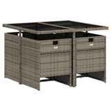 5 Piece Garden Dining Set with Cushions Grey Poly Rattan - Side View