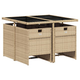 5 Piece Garden Dining Set with Cushions Beige Poly Rattan - Side View