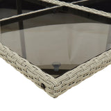 5 Piece Garden Dining Set with Cushions Light Grey Poly Rattan - Rear View
