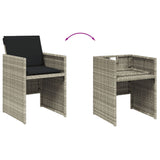 5 Piece Garden Dining Set with Cushions Light Grey Poly Rattan - Close-Up Angle