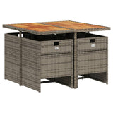 5 Piece Garden Dining Set with Cushions Grey Poly Rattan