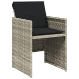 7 Piece Garden Dining Set with Cushions Light Grey Poly Rattan - 45-Degree Angle