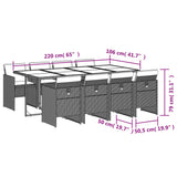 9 Piece Garden Dining Set with Cushions Beige Poly Rattan - Rear View
