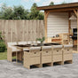 9 Piece Garden Dining Set with Cushions Beige Poly Rattan