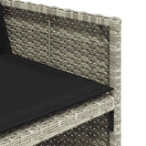 9 Piece Garden Dining Set with Cushions Light Grey Poly Rattan - Low Angle