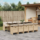 11 Piece Garden Dining Set with Cushions Beige Poly Rattan