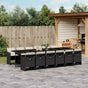 13 Piece Garden Dining Set with Cushions Black Poly Rattan