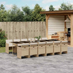 13 Piece Garden Dining Set with Cushions Beige Poly Rattan