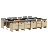 13 Piece Garden Dining Set with Cushions Mix Beige Poly Rattan - Front View