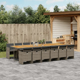 13 Piece Garden Dining Set with Cushions Grey Poly Rattan