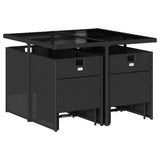 9 Piece Garden Dining Set with Cushions Black Poly Rattan - Side View