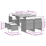 9 Piece Garden Dining Set with Cushions Light Grey Poly Rattan - Extra Image