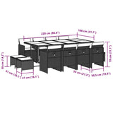 13 Piece Garden Dining Set with Cushions Black Poly Rattan - Rear View