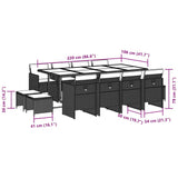 13 Piece Garden Dining Set with Cushions Black Poly Rattan - Rear View
