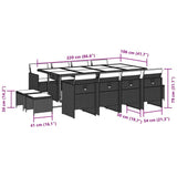 13 Piece Garden Dining Set with Cushions Beige Poly Rattan - Rear View