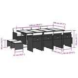 13 Piece Garden Dining Set with Cushions Grey Poly Rattan - Rear View