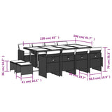 13 Piece Garden Dining Set with Cushions Beige Poly Rattan - Rear View