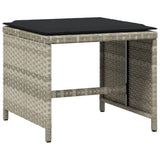 15 Piece Garden Dining Set with Cushions Light Grey Poly Rattan - Rear View