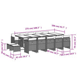 15 Piece Garden Dining Set with Cushions Light Grey Poly Rattan - Extra Image