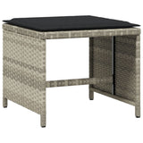 17 Piece Garden Dining Set with Cushions Light Grey Poly Rattan - Rear View