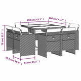 9 Piece Garden Dining Set with Cushions Grey Poly Rattan