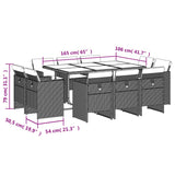 11 Piece Garden Dining Set with Cushions Black Poly Rattan - 45-Degree Angle