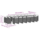 17 Piece Garden Dining Set with Cushions Grey Poly Rattan - 45-Degree Angle