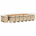 17 Piece Garden Dining Set with Cushions Beige Poly Rattan