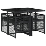 5 Piece Garden Dining Set with Cushions Black Poly Rattan