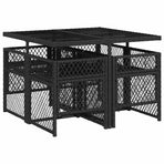 5 Piece Garden Dining Set with Cushions Black Poly Rattan
