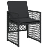 5 Piece Garden Dining Set with Cushions Black Poly Rattan - Side View