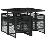 5 Piece Garden Dining Set with Cushions Black Poly Rattan