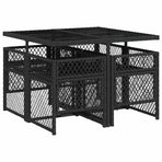 5 Piece Garden Dining Set with Cushions Black Poly Rattan