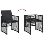 5 Piece Garden Dining Set with Cushions Black Poly Rattan