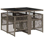 5 Piece Garden Dining Set with Cushions Grey Poly Rattan