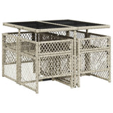 5 Piece Garden Dining Set with Cushions Light Grey Poly Rattan
