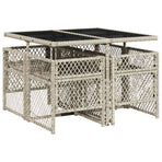 5 Piece Garden Dining Set with Cushions Light Grey Poly Rattan