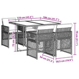 5 Piece Garden Dining Set with Cushions Light Grey Poly Rattan