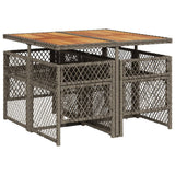 5 Piece Garden Dining Set with Cushions Grey Poly Rattan