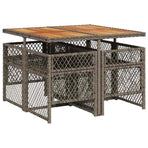 5 Piece Garden Dining Set with Cushions Grey Poly Rattan