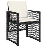 5 Piece Garden Dining Set with Cushions Black Poly Rattan - Side View