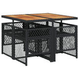 5 Piece Garden Dining Set with Cushions Black Poly Rattan