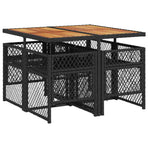 5 Piece Garden Dining Set with Cushions Black Poly Rattan