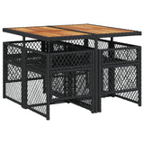 5 Piece Garden Dining Set with Cushions Black Poly Rattan - 45-Degree Angle