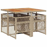5 Piece Garden Dining Set with Cushions Beige Poly Rattan
