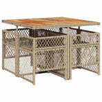 5 Piece Garden Dining Set with Cushions Beige Poly Rattan